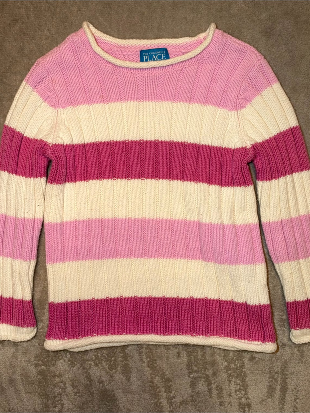 The Children's Place Pink, Magenta & Cream Wide-Striped Ribbed Sweater